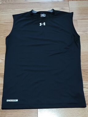 Under Armour Black Sleeveless Performance Tank with White Logo